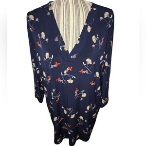 Beacon Woman Navy Top with Floral Accents Size 2X